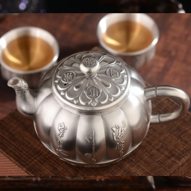 QINGFU 999 Fine Silver Teapot Set Unisex-2