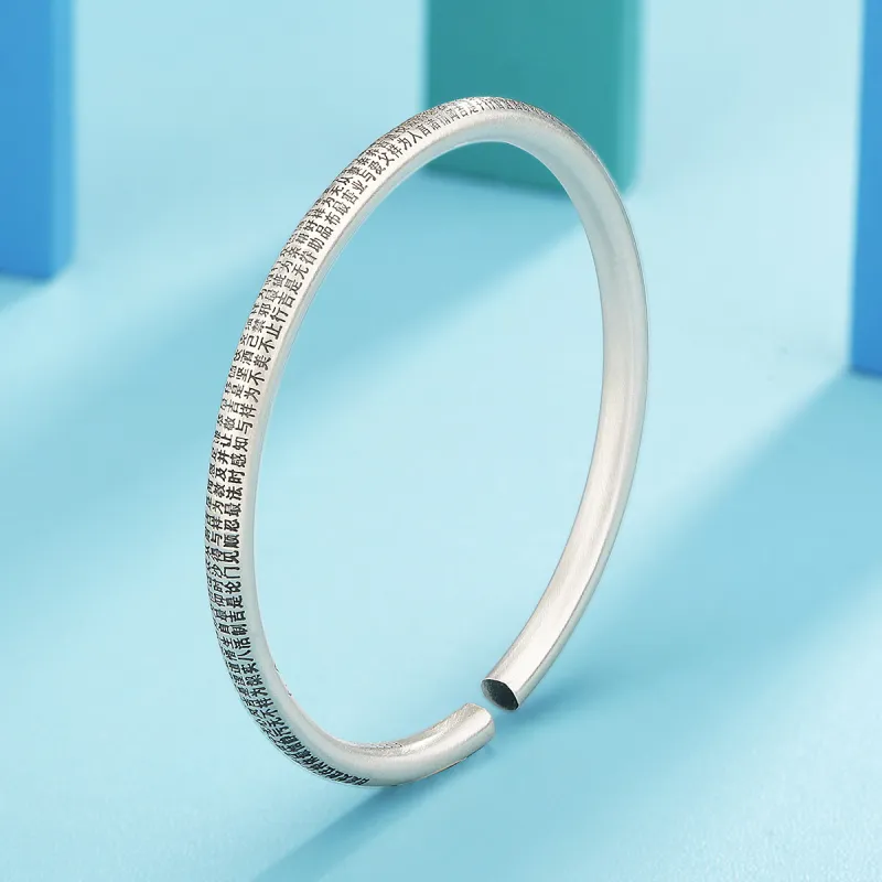 QINGFU 9999 Pure Silver Open Ended Bangle Women's-1