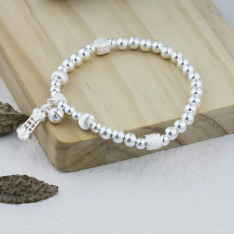 QINGFU Foot Silver 990 Bracelets Women's-2