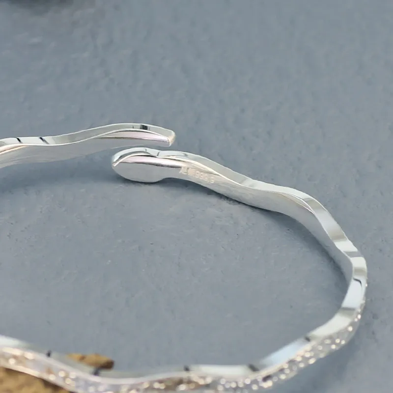 QINGFU 9999 Pure Silver Bangles Women's-2