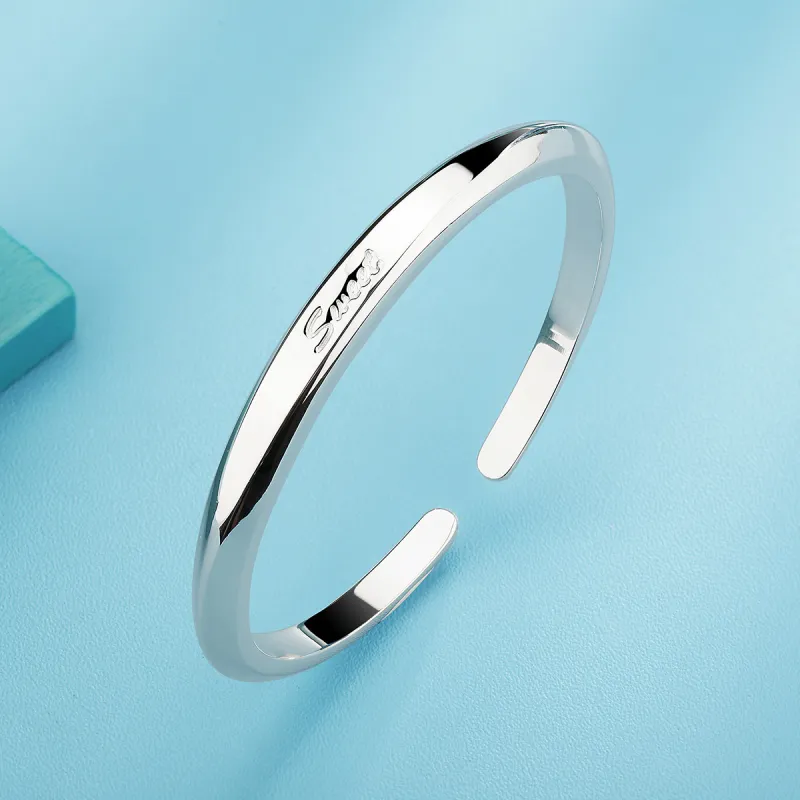 QINGFU 999 Fine Silver Bangle Niche Advanced Youth Women's-4