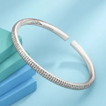 QINGFU 9999 Pure Silver Open Ended Bangle Women's