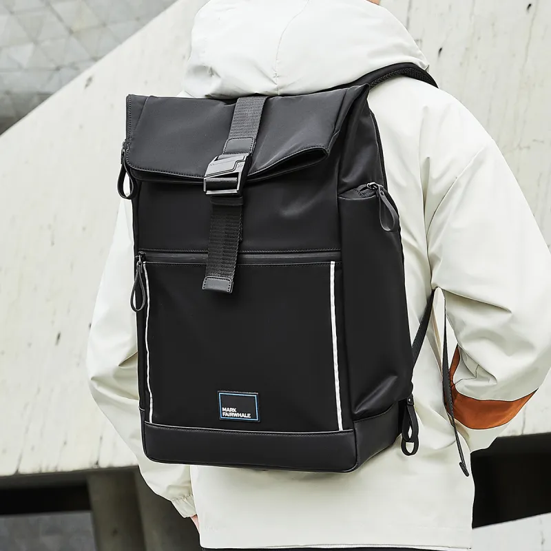 FAIRWHALE Fabric Backpack Tubas Men's Black With Reflective Strip-5