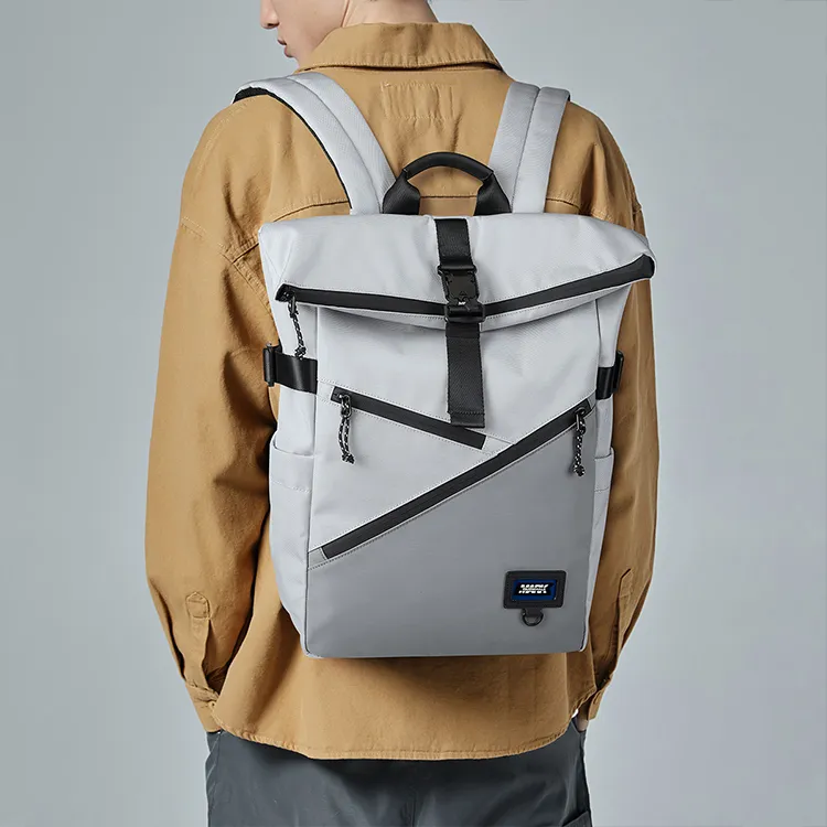 FAIRWHALE Fabric Backpack Laptop Bag Travel Backpack Large Size Men's Glacier Gray/Black-9