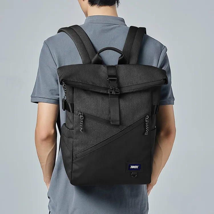 FAIRWHALE Fabric Backpack Laptop Bag Travel Backpack Large Size Men's Glacier Gray/Black-20