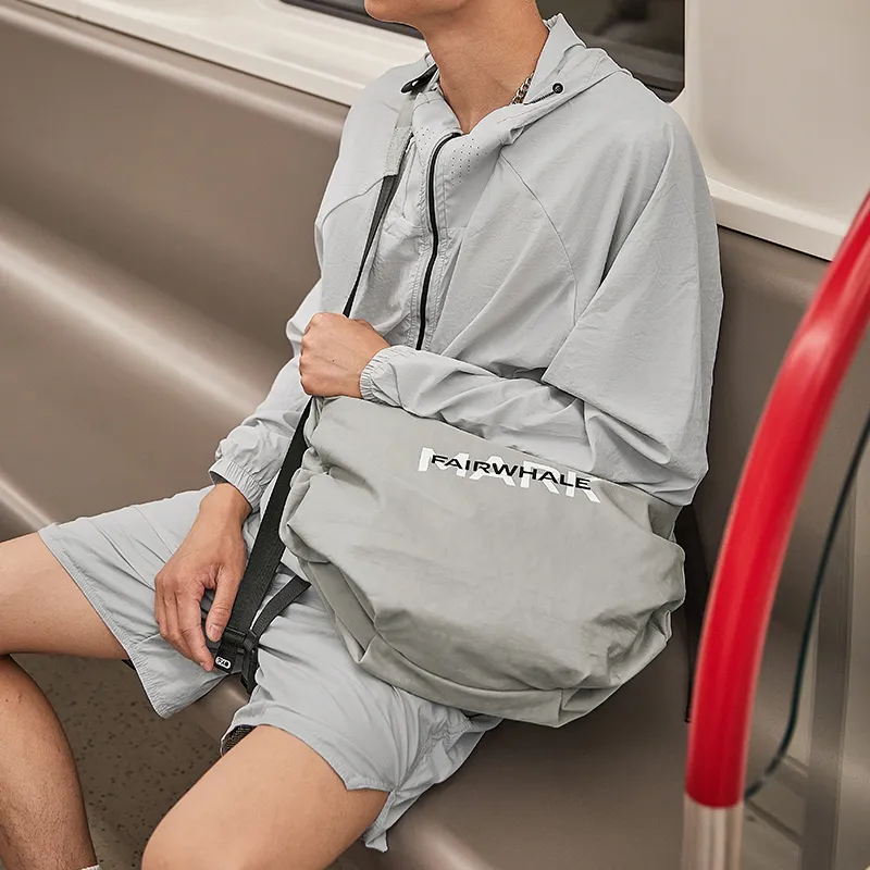 FAIRWHALE Fabric Gym Bag Large Size Men's Khaki/Black-3