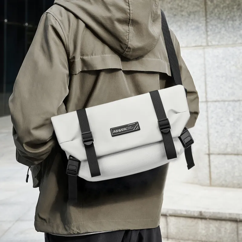 FAIRWHALE PU Biker Style Messenger Bag Shoulder Bag Regular Men's Solid Color-11