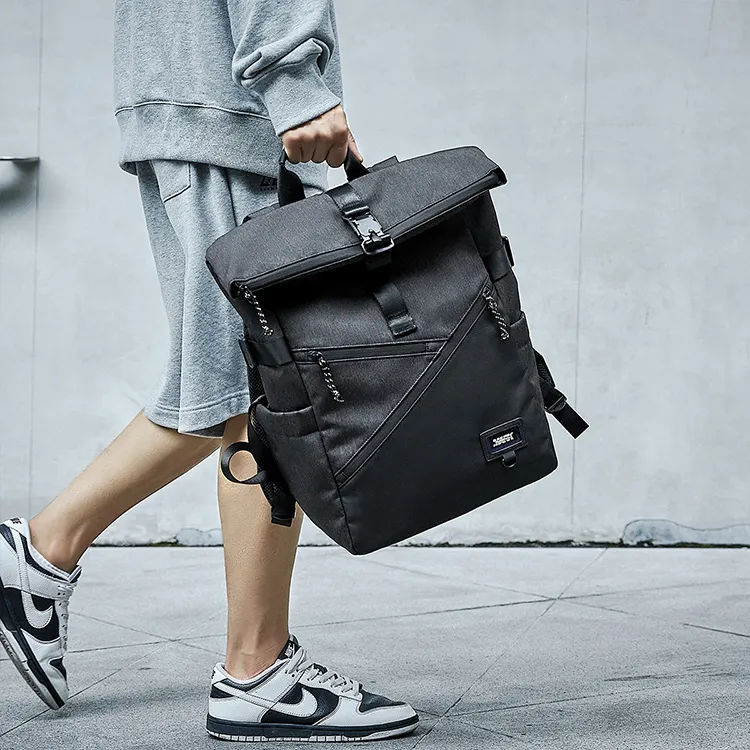 FAIRWHALE Fabric Backpack Laptop Bag Travel Backpack Large Size Men's Glacier Gray/Black-21