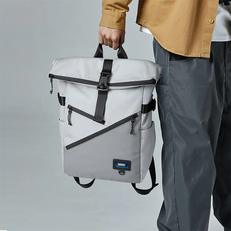 FAIRWHALE Fabric Backpack Laptop Bag Travel Backpack Large Size Men's Glacier Gray/Black-10