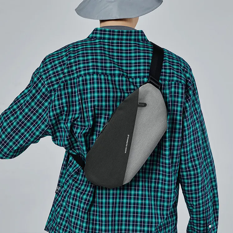 FAIRWHALE Fabric Sling Bag Men's Gray Black/Gray Blue-4