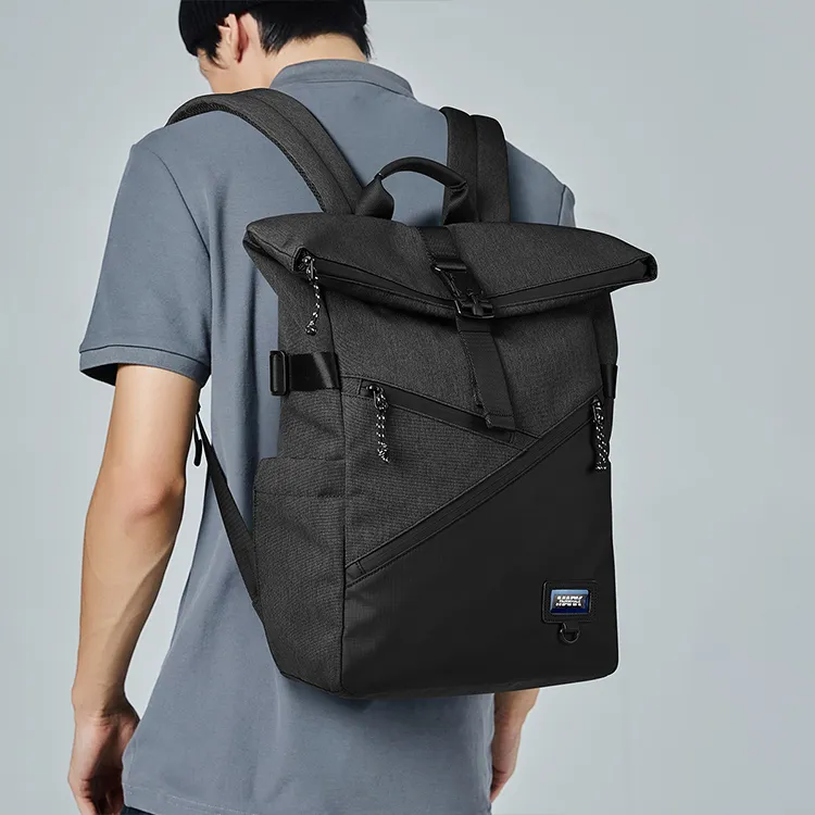 FAIRWHALE Fabric Backpack Laptop Bag Travel Backpack Large Size Men's Glacier Gray/Black-18