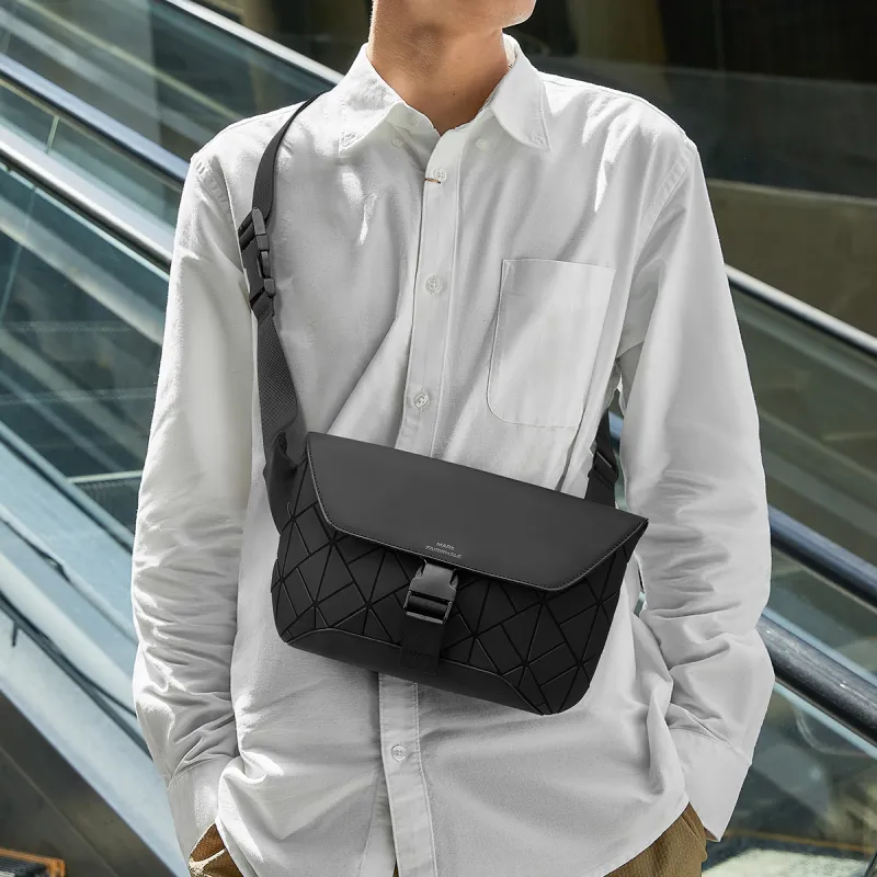FAIRWHALE Synthetic Leather Envelope Bag, Crossbody Bag, Shoulder Bag Regular Men's Black-3