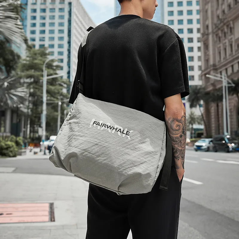 FAIRWHALE Fabric Gym Bag Large Size Men's Khaki/Black-4