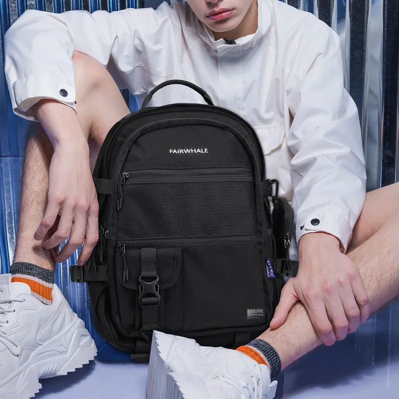 FAIRWHALE Wind Style Collection Fabric Backpack Mountaineering Bag Large Size Men's Black-4