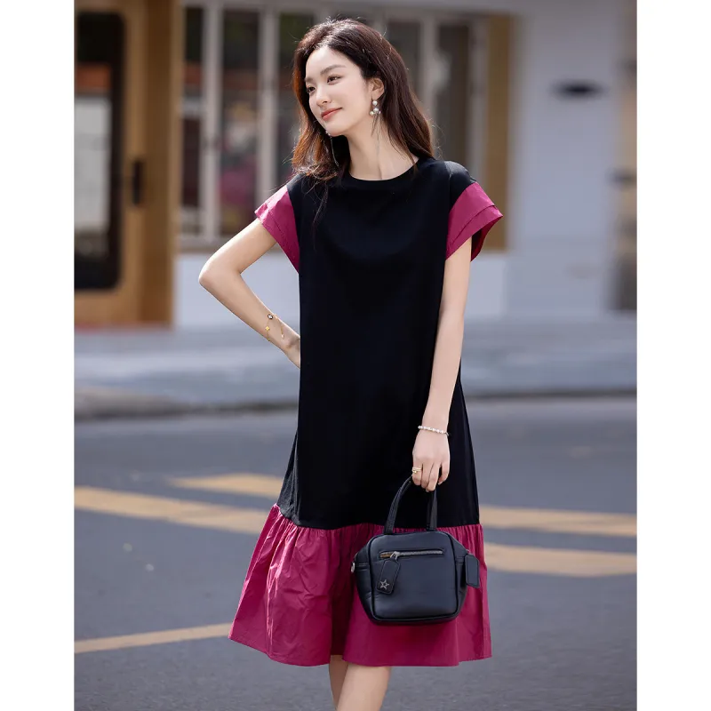 【dme】 Short Sleeved Dress Women's Black-3