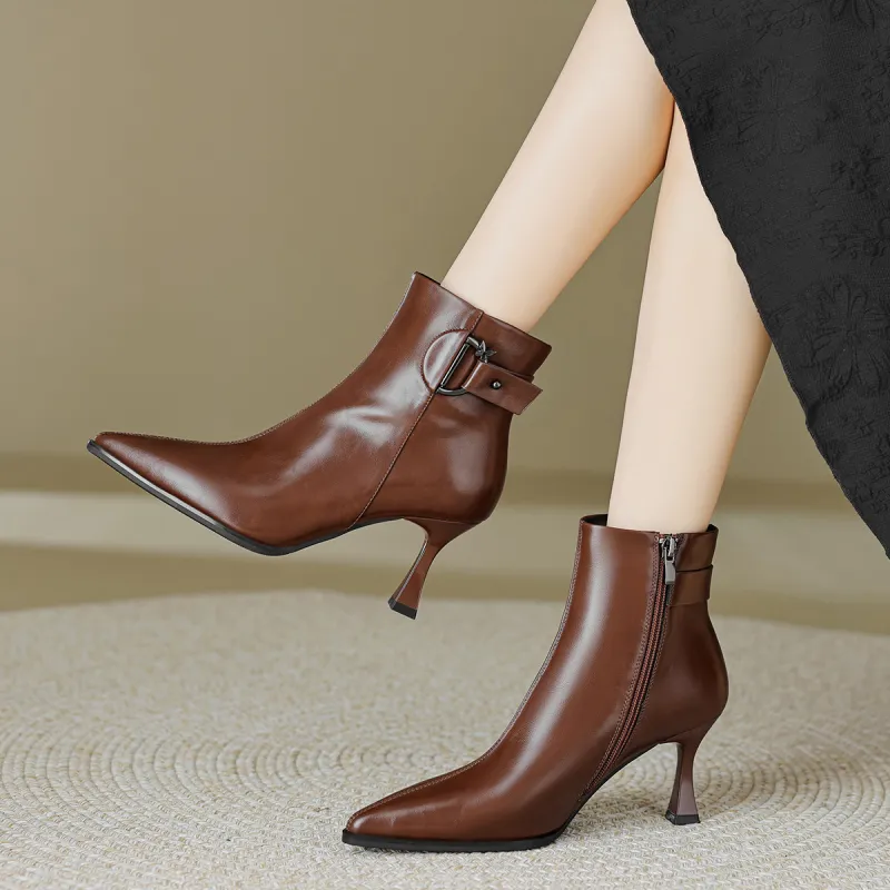 【dme】 Ankle Boots 7cm Women's Brown-2