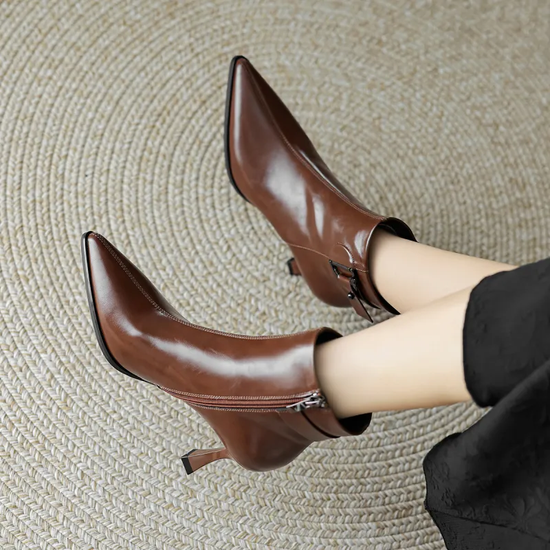 【dme】 Ankle Boots 7cm Women's Brown-1