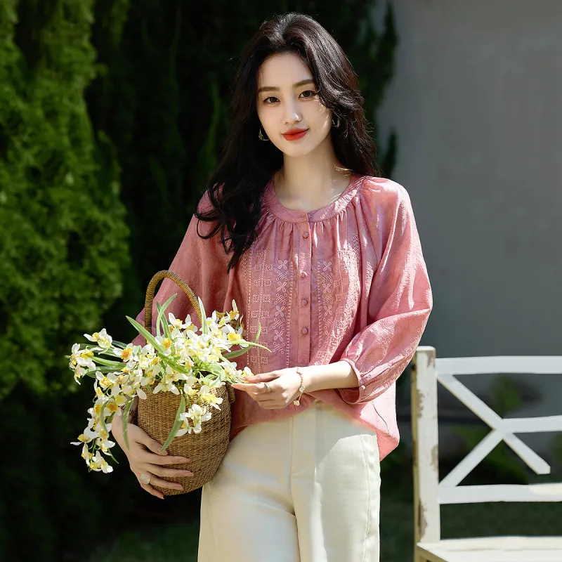 【dme】 Shirt Women's Leather Pink-3