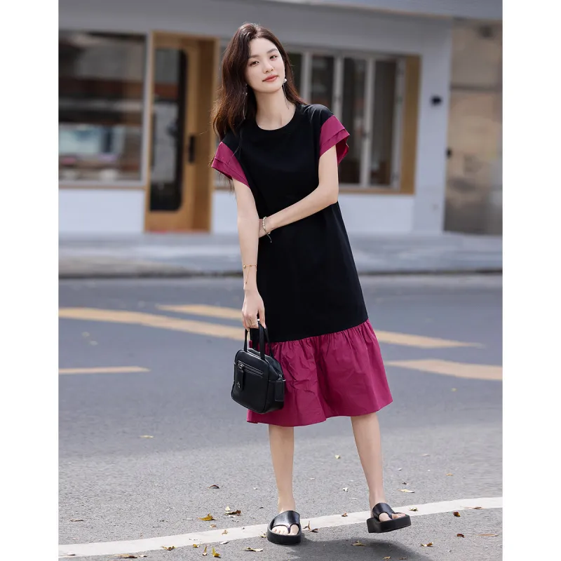 【dme】 Short Sleeved Dress Women's Black-4