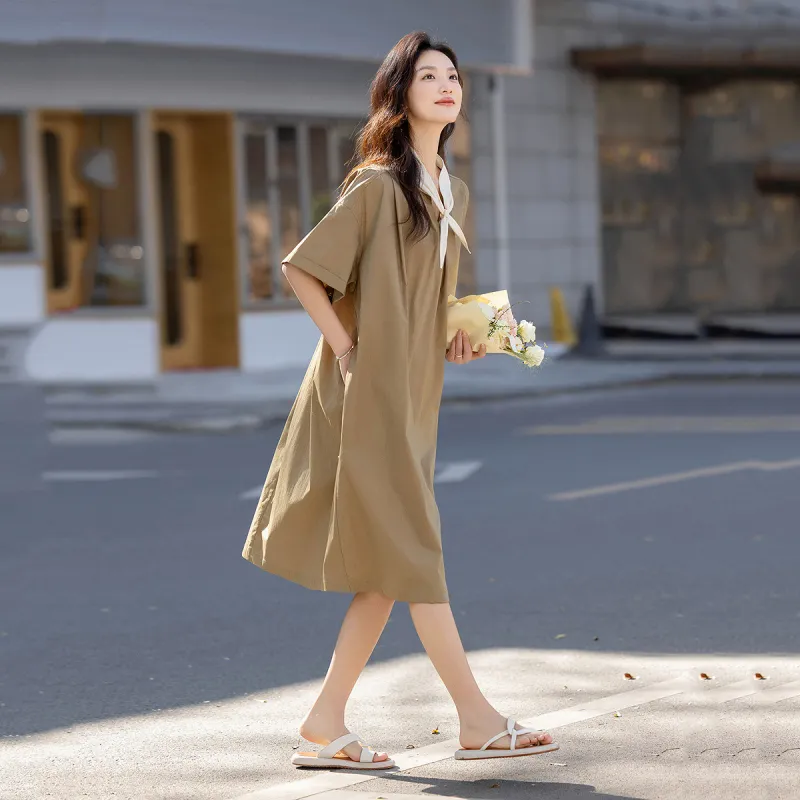 【dme】 Short Sleeved Dress Women's-1