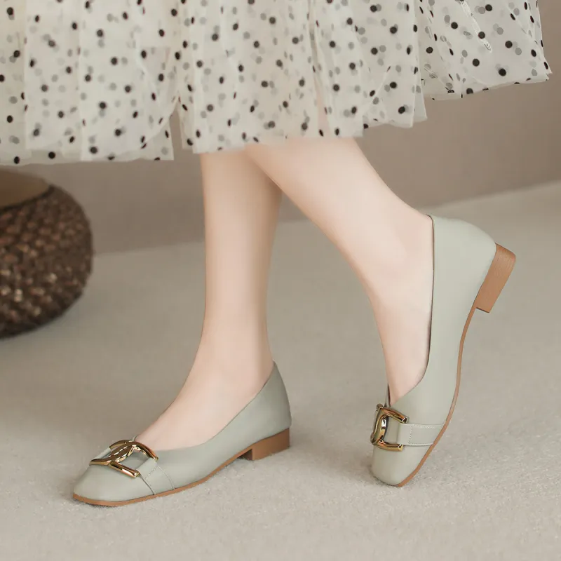【dme】 Casual Single Shoes 1cm Women's Gray Green-2
