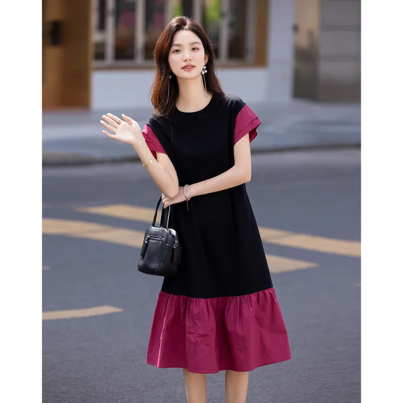 【dme】 Short Sleeved Dress Women's Black-5