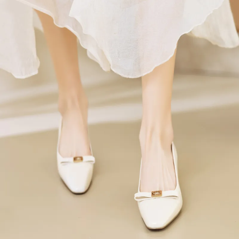 【dme】 Flared Heel High Heels 5.5cm Women's Ecru-1