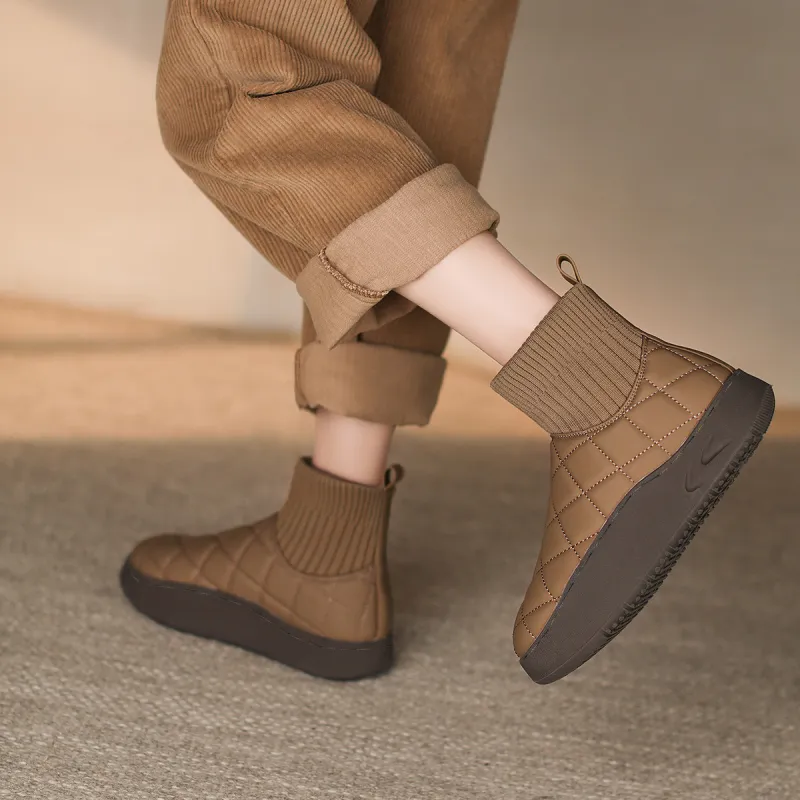 【dme】 Ankle Boots 4cm Women's Khaki-1