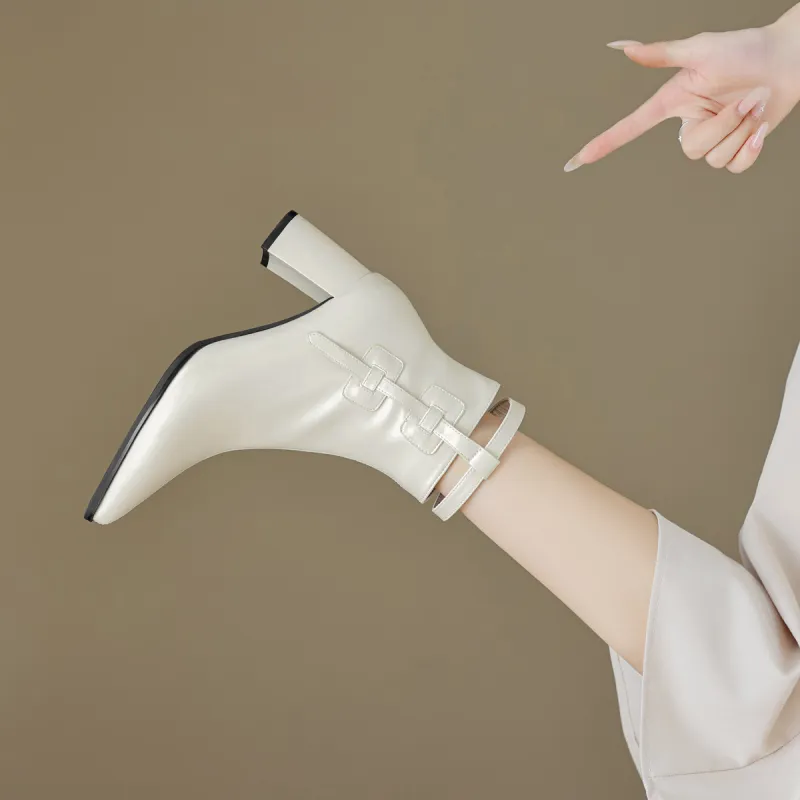 【dme】 Ankle Boots 7.5cm Women's Ecru-1