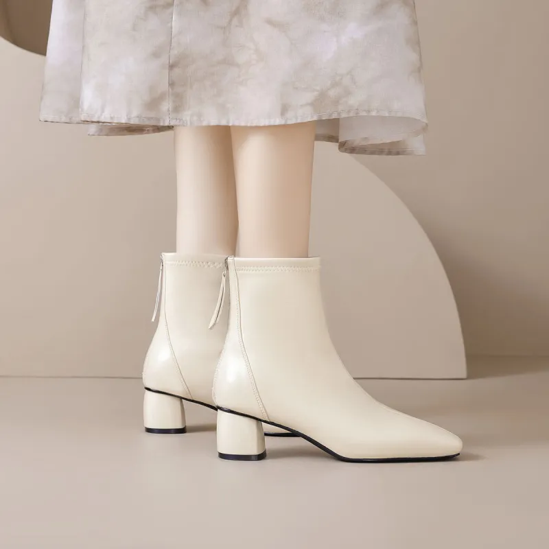 【dme】 Ankle Boots 5CM Women's Milk White-2