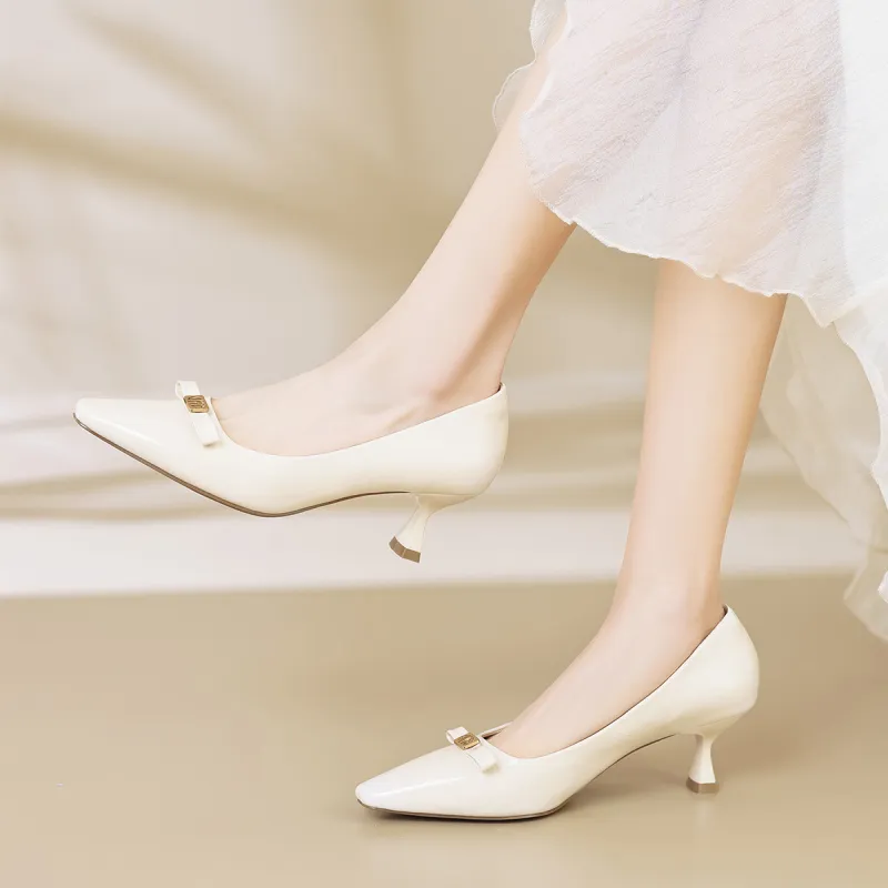【dme】 Flared Heel High Heels 5.5cm Women's Ecru-2