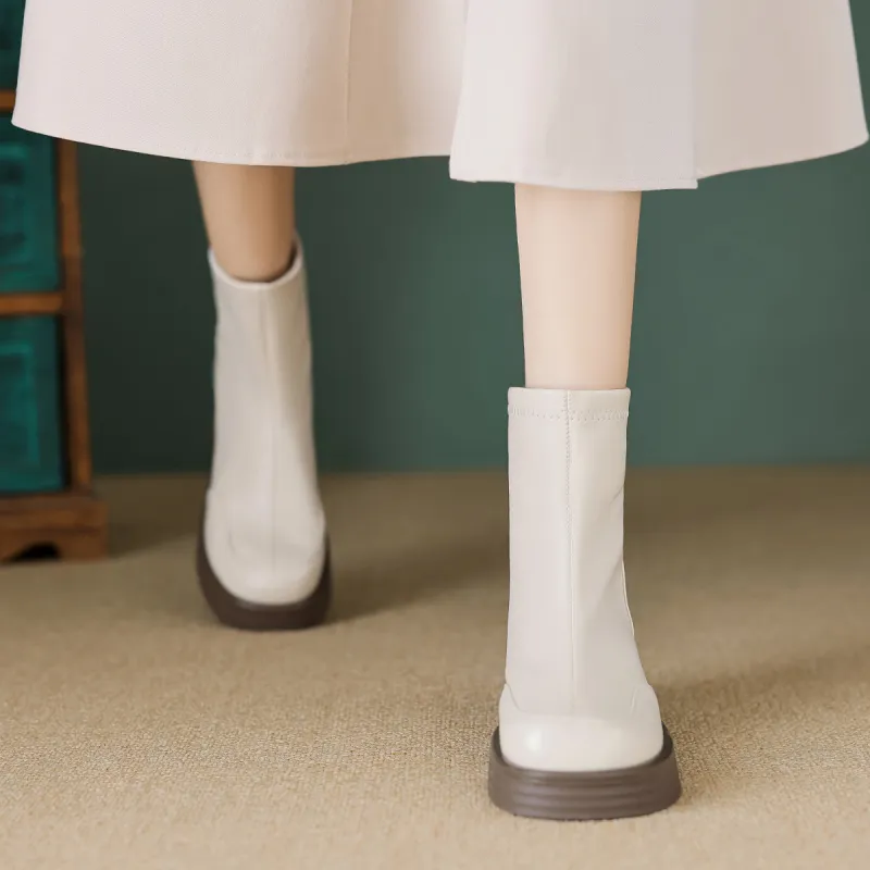【dme】 Ankle Boots 5cm Women's Ecru-3