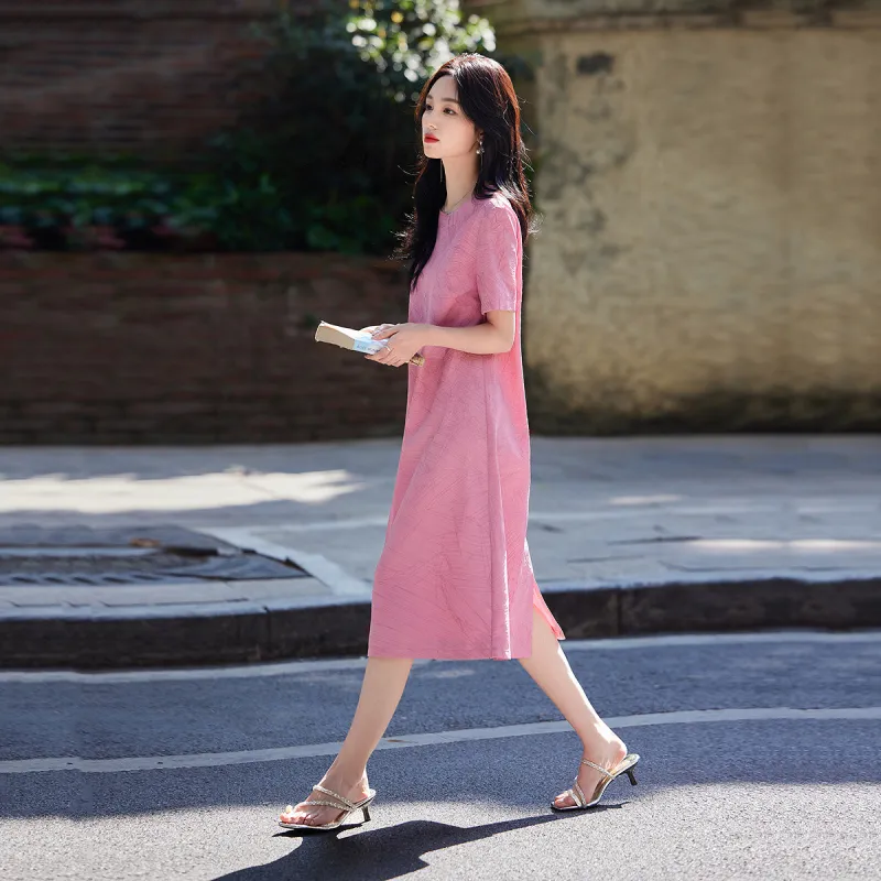 【dme】 Short-Sleeved Dresses Women's Fuchsia-2