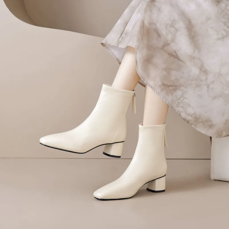 【dme】 Ankle Boots 5CM Women's Milk White-1