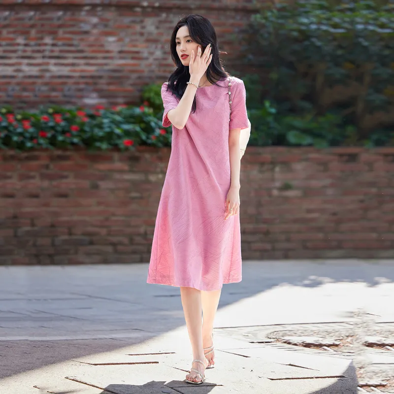 【dme】 Short-Sleeved Dresses Women's Fuchsia-3