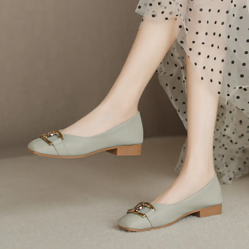 【dme】 Casual Single Shoes 1cm Women's Gray Green-3