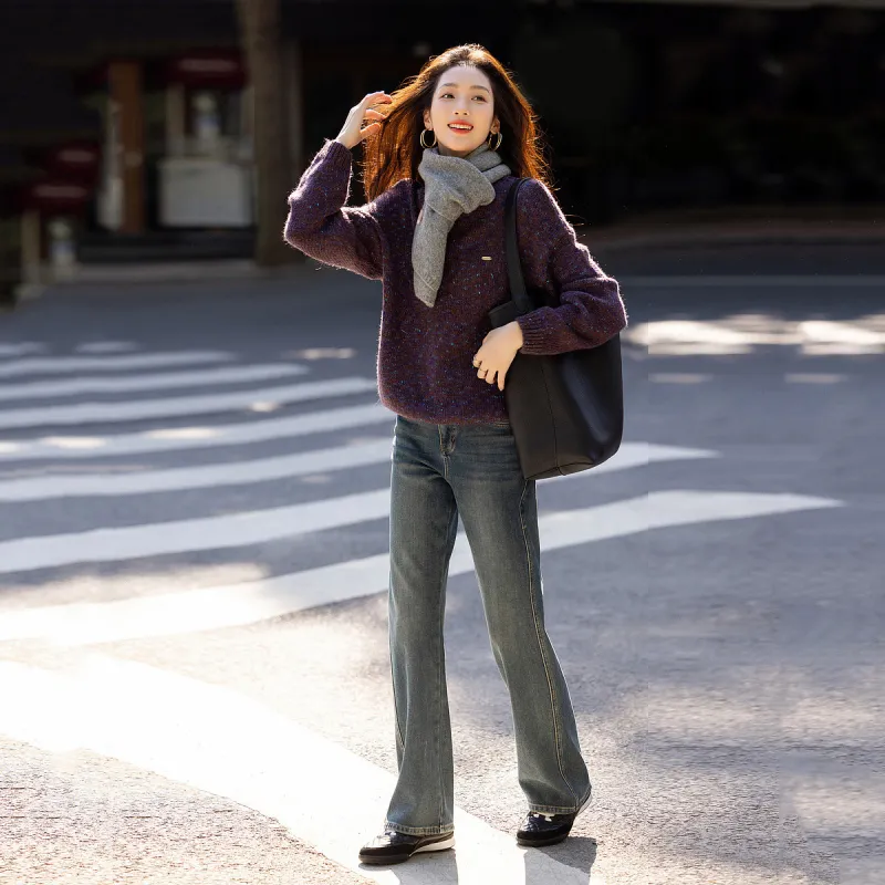 【dme】 Knitwear Women's Eggplant Purple-1