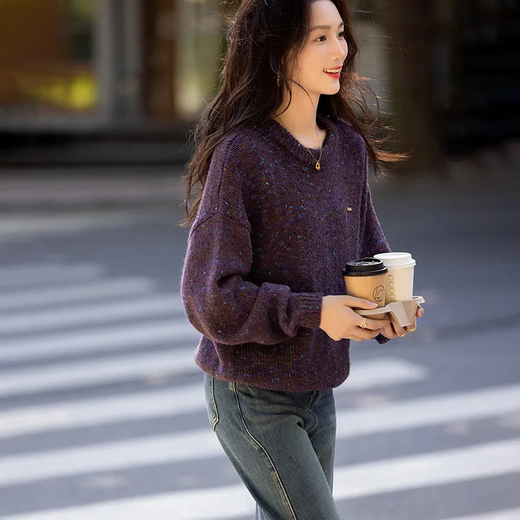 【dme】 Knitwear Women's Eggplant Purple-2