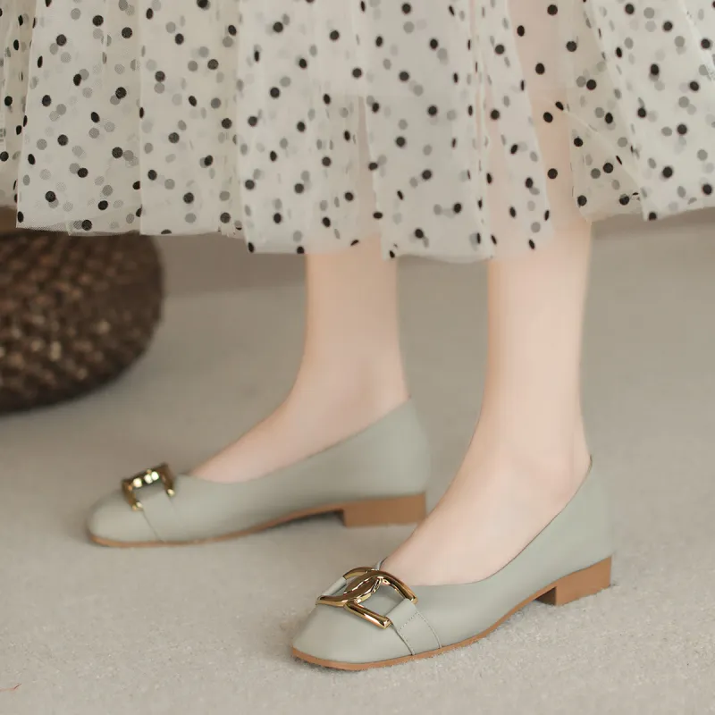 【dme】 Casual Single Shoes 1cm Women's Gray Green-1