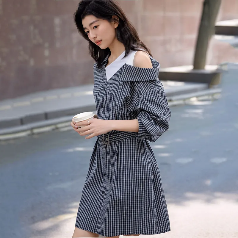 【dme】 Long-Sleeved Dresses Women's Navy Blue-4