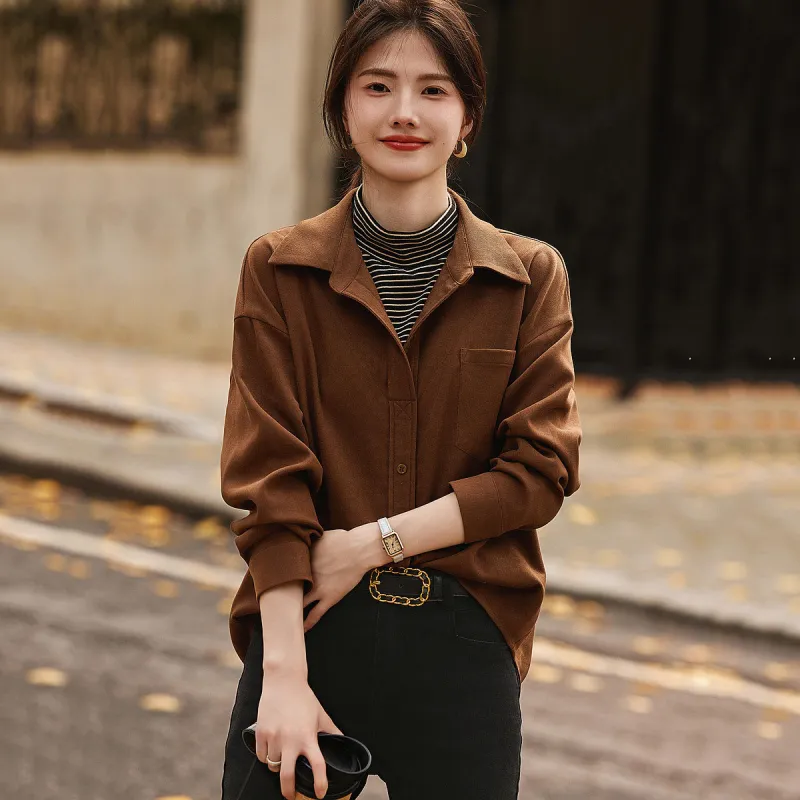 【dme】 Shirt Women's Light Coffee-5
