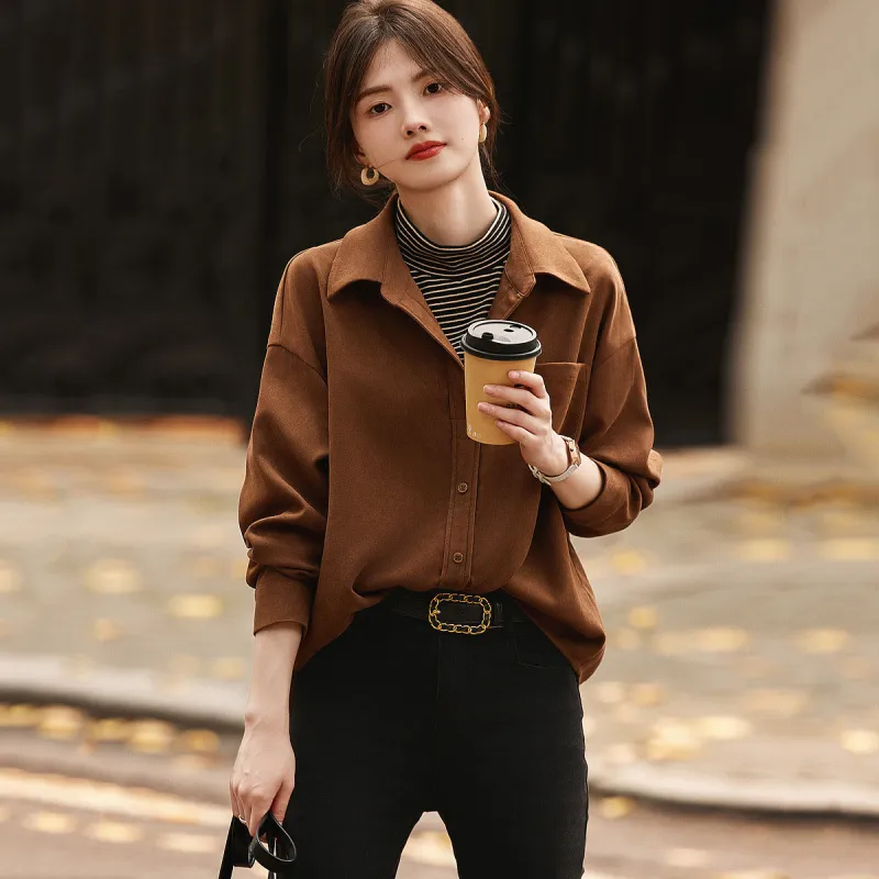 【dme】 Shirt Women's Light Coffee-4