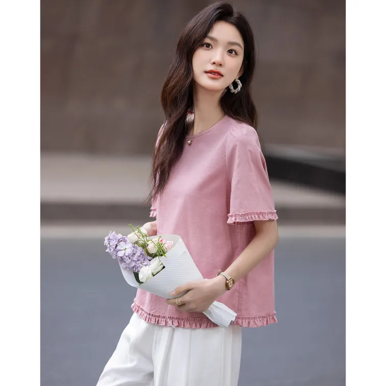 【dme】 Shirt Women's Leather Pink-3
