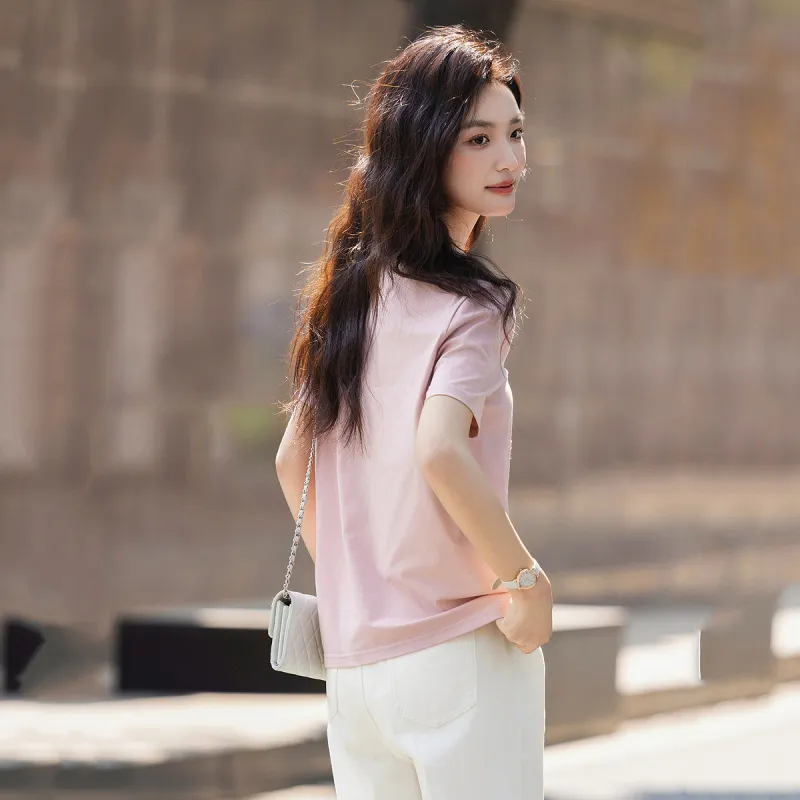 【dme】 T Shirt Women's Leather Pink-1