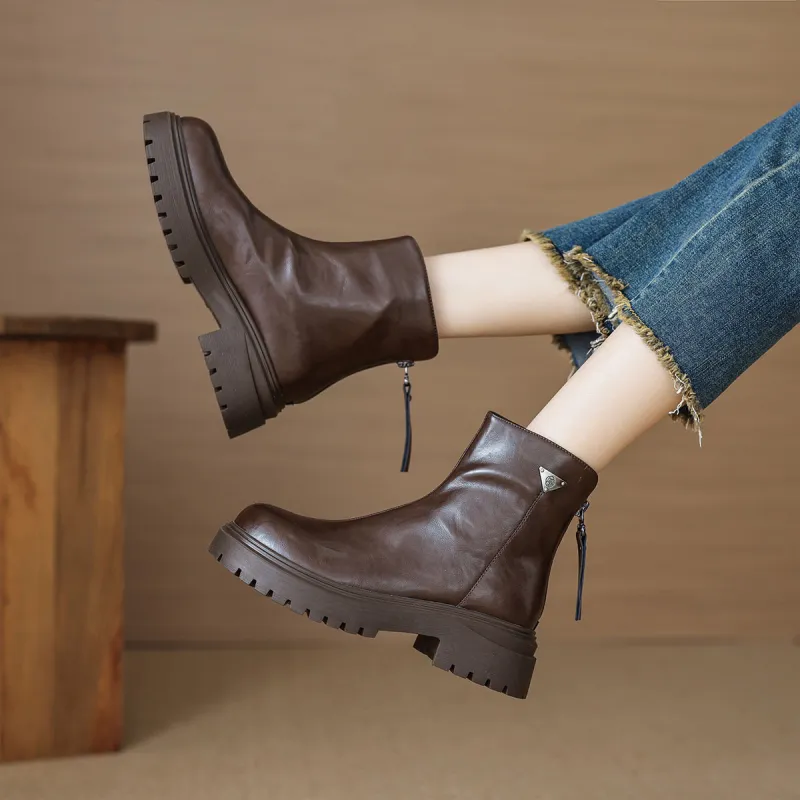 【dme】 Ankle Boots 5cm Women's Brown-2