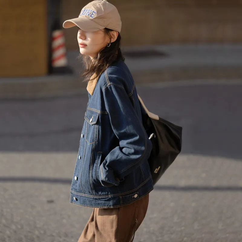 【dme】 Denim Jacket Women's Dark Denim Blue-3