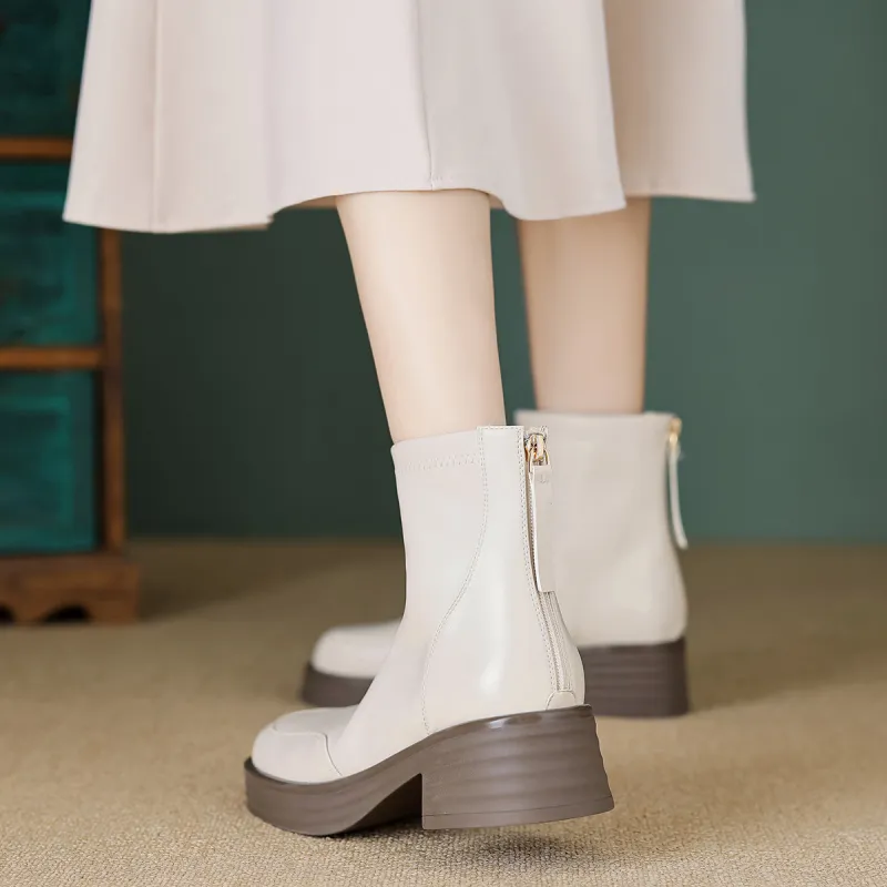 【dme】 Ankle Boots 5cm Women's Ecru-2