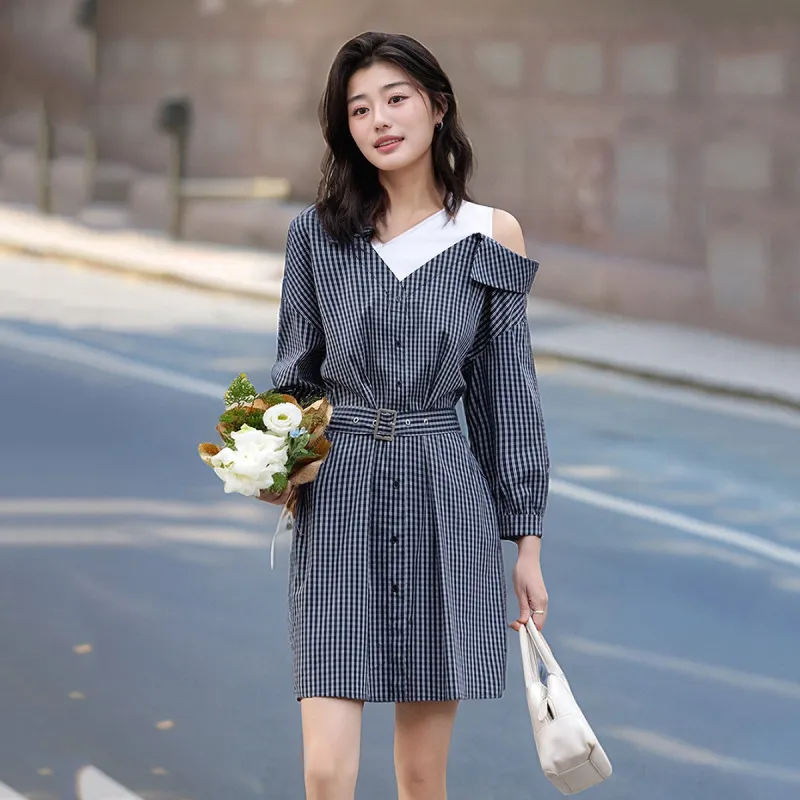 【dme】 Long-Sleeved Dresses Women's Navy Blue-2