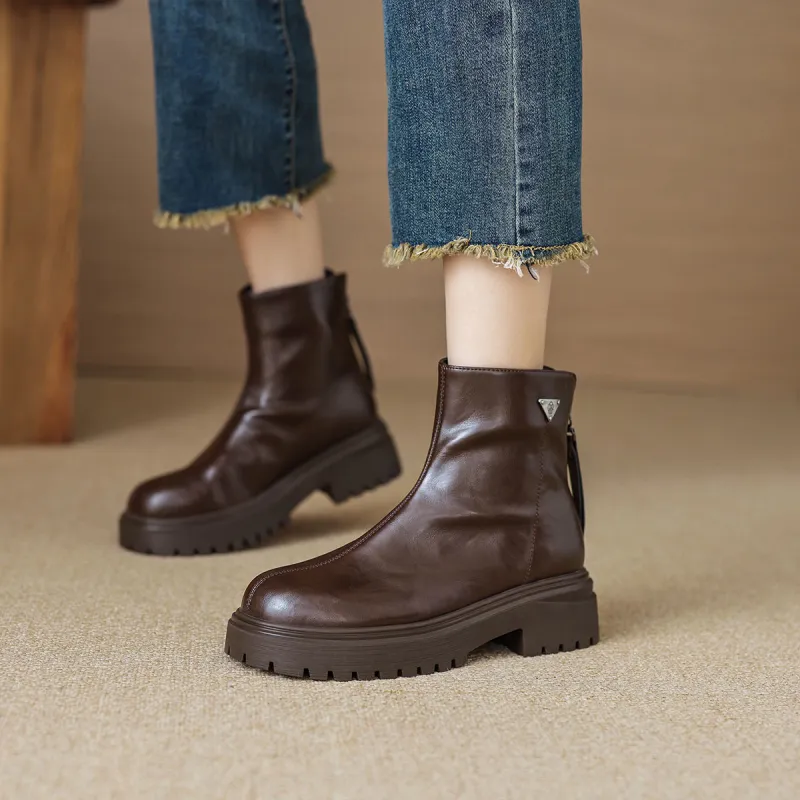 【dme】 Ankle Boots 5cm Women's Brown-1