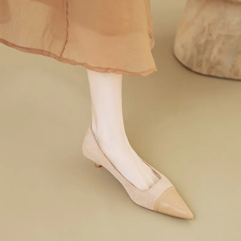 【dme】 Spool Heel High Heels Women's Beige-3